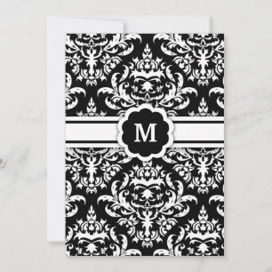 311-Marissa Monogram Damask Black Inbjudningar