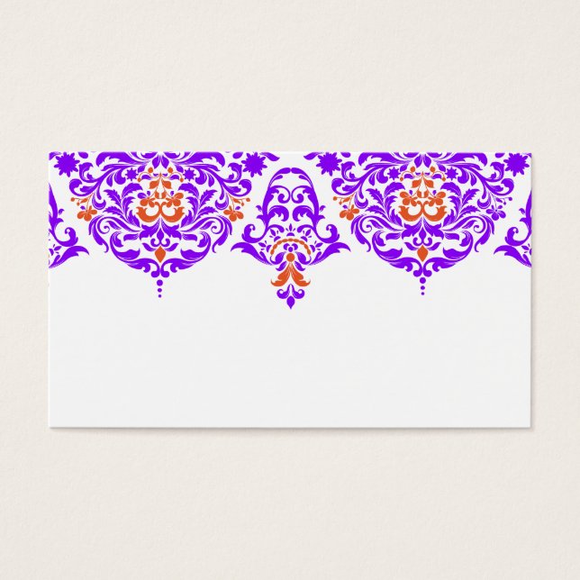 311 Mon Cherie Damask Fabulous Lila Orange Visitkort (Framsidan)