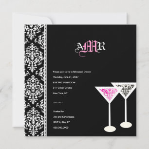 311-Monogram Rosa av skadat glas Inbjudningar