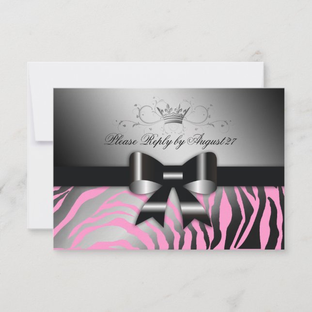 311 Nattzebra Shimmer Black Bow Rosa OSA Kort (Framsida)