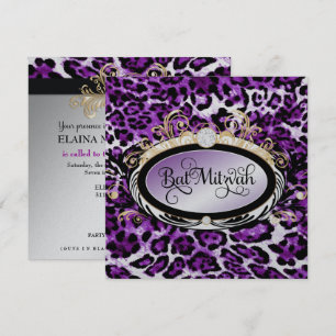 311 Opulent Guld Lila Leopard Metallisk Papprare Inbjudningar