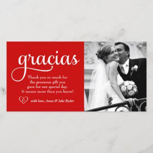 311 Ornate Gracias Photo Card Heart Red Tack Kort