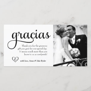 311 Ornate Gracias Photo Card with Heart Tack Kort