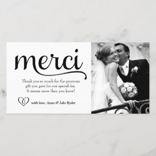 311 Ornate Merci Photo Card with Heart Tack Kort