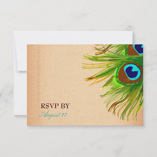 311-Peacock Feather RSVP OSA Kort (Framsida)
