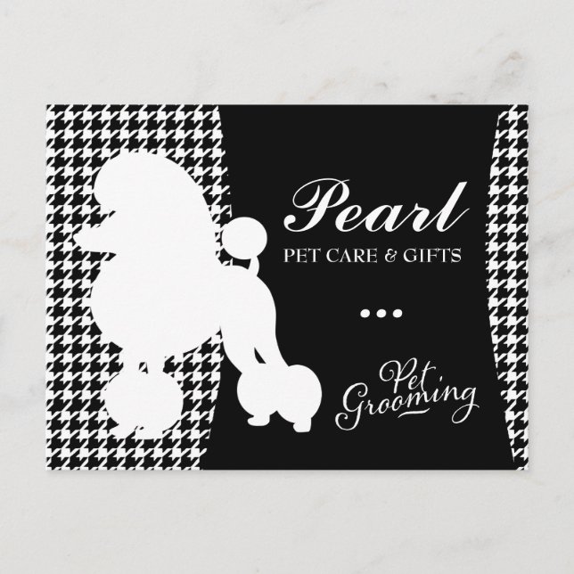 311 Pearl the Pudel Pet Grooming Houndstooth Vykort (Framsida)