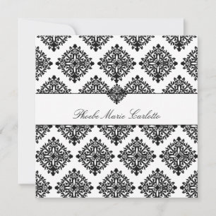 311 Phoebe Cream & Black Damask Inbjudan