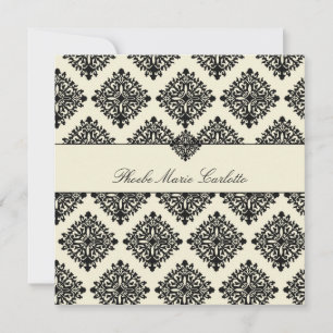 311-Phoebe Cream & Black Damask-inbjudan Inbjudningar