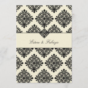 311-Phoebe Cream & Black Damask-inbjudan Inbjudningar