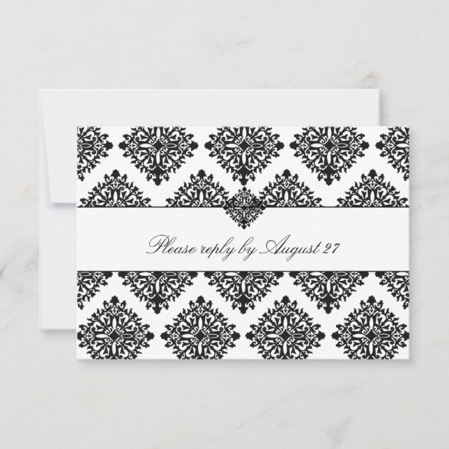 311 Phoebe Cream & Black Damask OSA Kort (Framsida)