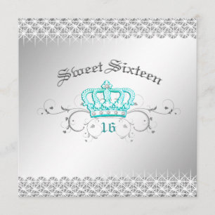 311-Queen for a Day Sweet Sixteen Turquoise Inbjudningar