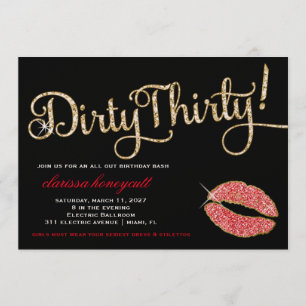 311 Red Glitzy Dirty 30 Födelsedagsfesters Gnistra Inbjudningar