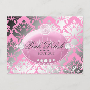 311 Rosa Delish Damask Shimmer Rosa Vykort