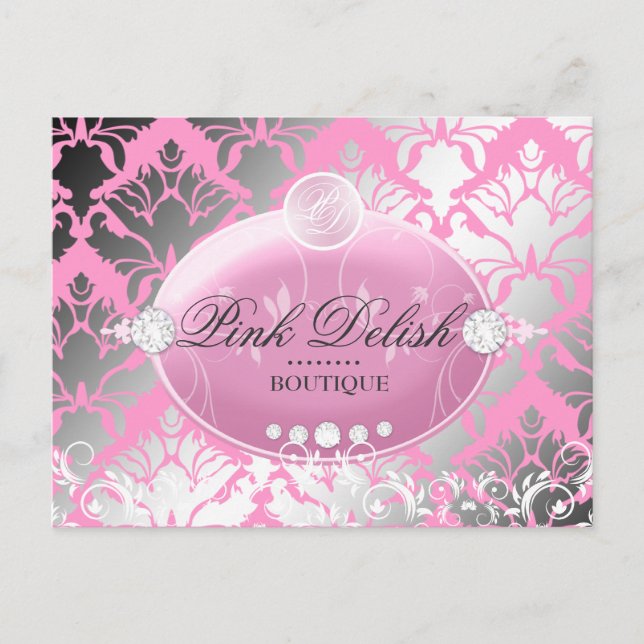 311 Rosa Delish Damask Shimmer | Rosa Vykort (Framsida)