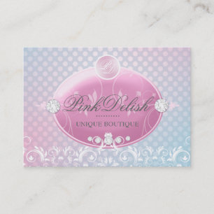 311 rosa Delish Monogrampolka dots 3,5 x 2,5 Visitkort