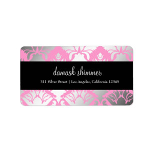 311 Rosa-etikett för Damask Shimmer Adressetikett