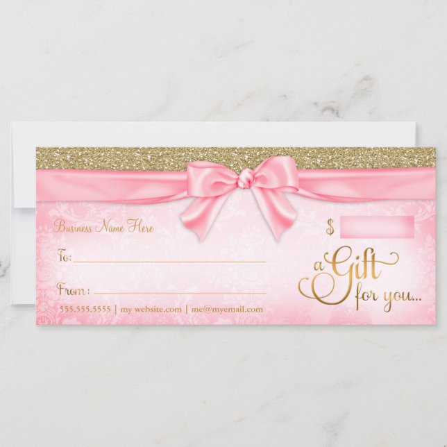 311 Rosa Faux Glitter Gift Certificate (Framsida)