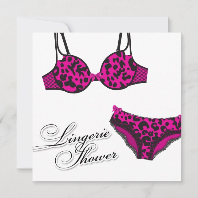 311-Rosa Leopard Lingerie Set Inbjudningar (Framsida)