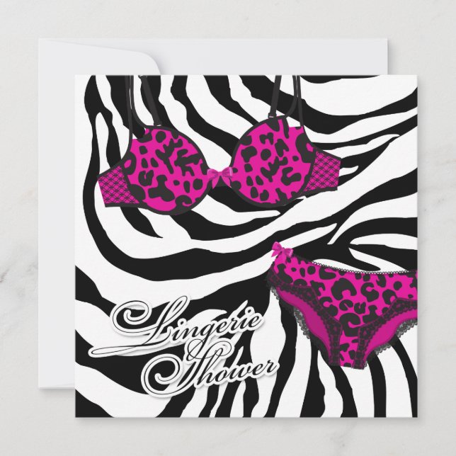 311-Rosa Leopard Lingerie Set Inbjudningar (Framsida)
