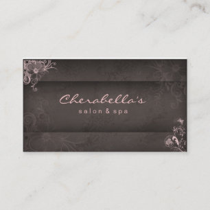 311 Rosa Taupe Salon Spa Blommigt affärskort Visitkort