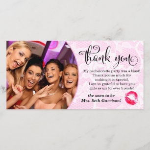 311 Rosa White Snöre Bachelorette Party Tack Kort