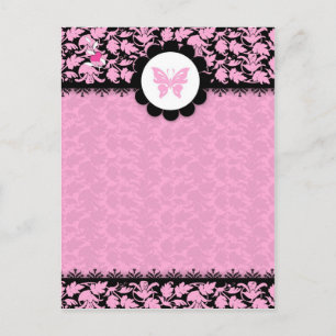 311-ROSAS BUTTERFLISK DAMASK VYKORT