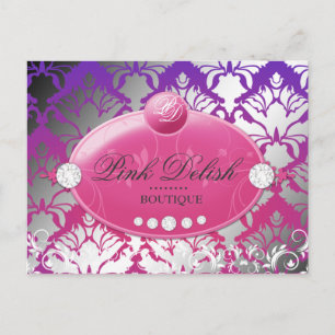 311-Shock rosa dej Damask Shimmer Lila Radian Vykort
