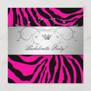 311-Silver Divine Hott Rosa Zebra Möhippa Inbjudningar