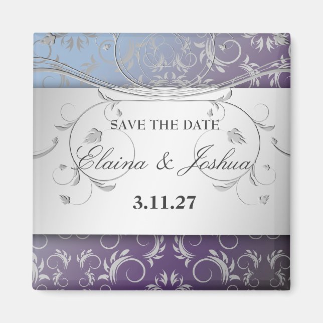 311-Silver Divine Hydrangea Save the Date Magnet (Framsidan)