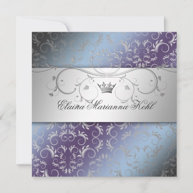 311-Silver Divine Hydrangea Sweet 16 Inbjudningar (Framsida)