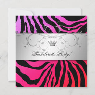 311-Silver Divine Lila Slår Zebra Bachelorette Inbjudningar