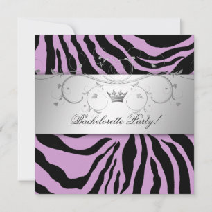311-Silver Divine Lila Zebra Bachelorette Inbjudningar