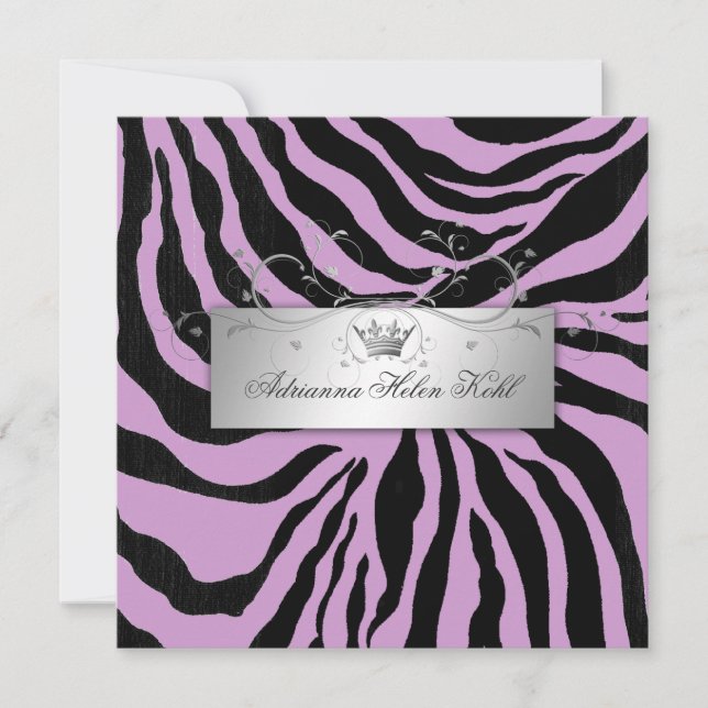 311-Silver Divine Zebra Lila Lingerie Inbjudningar (Framsida)