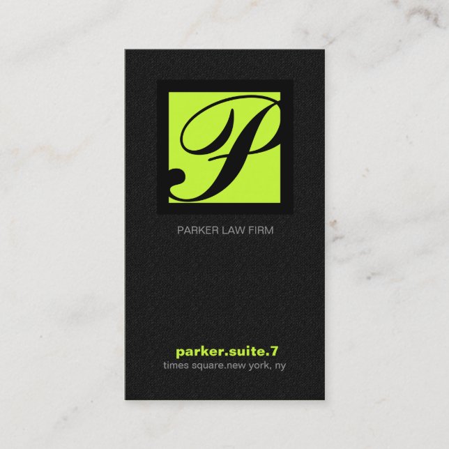 311-SIMPLY KVADRERAR MONOGRAMEN TEXTURE-LIME VISITKORT (Framsida)