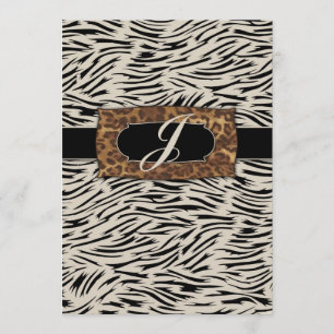 311-Sofistikerat Jungle Zebra Monogram Inbjudningar
