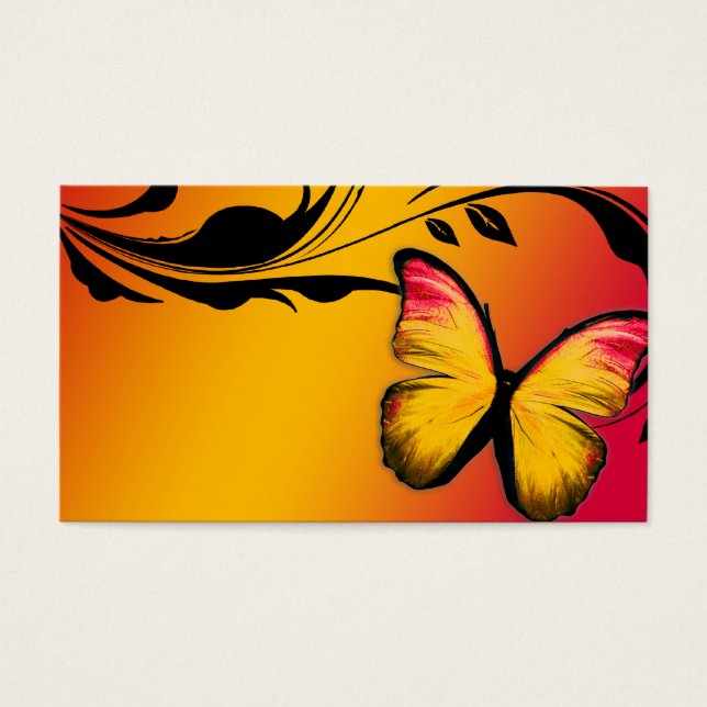 311 Solskyddskort för lysterrous Butterfly Sunset  Visitkort (Framsidan)