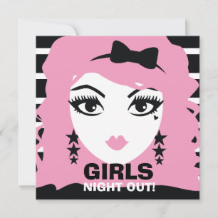 311 Söta Rosa Punk Girls Inbjudningar