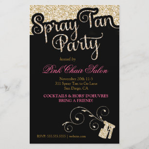 311 Spray Tan Party Flyer Guld Faux-Gnistra