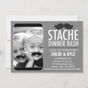 311 Stache Dinner Bash Interactive Mustache Inbjudningar