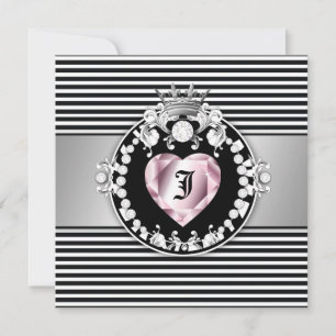 311 Stripe Queen of Hearts Sweet 16 Inbjudningar