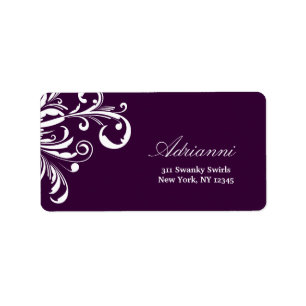 311-Swanky Swirls Eggplant-etikett Adressetikett