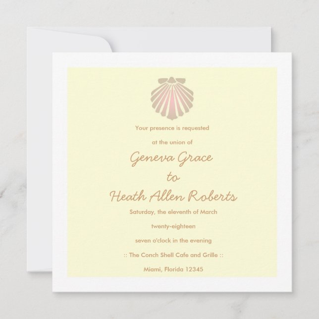 311-Sweet Snäcka Ecru Inbjudan (Framsida)