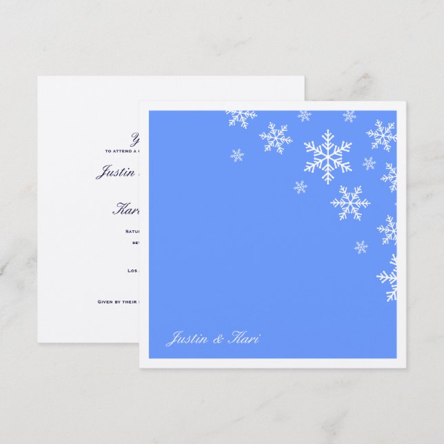 311-Sweet Snowflake Light Blue Metallic Inbjudningar (Fram/baksida)
