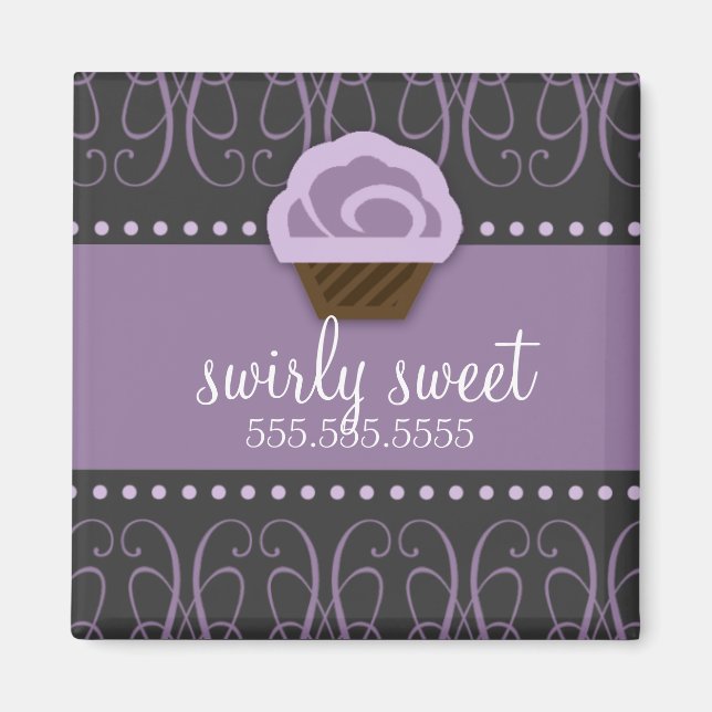 311-Swirly Sweet Lila Grått Magnet (Framsidan)