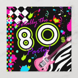 311-Totalt 80-talet Party - Rosa Guitar Inbjudningar