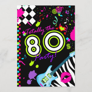 311-Totalt 80-talets Party - Turquise Guitar Inbjudningar