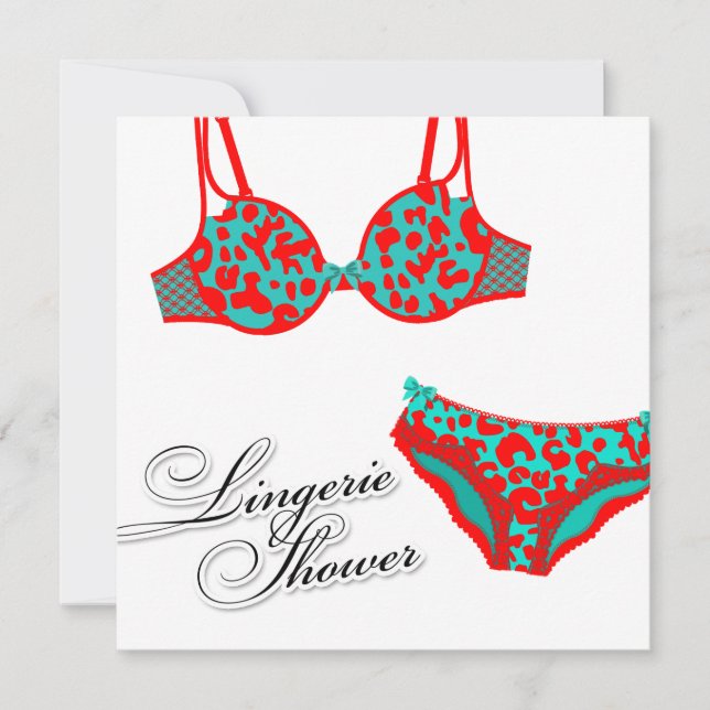 311-Turquise Red Leopard Lingerie Set Inbjudningar (Framsida)