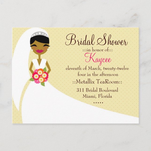 311-UPDO KAYCEE BRIDE AFRICAN AMERICAN INBJUDAN VYKORT (Framsida)