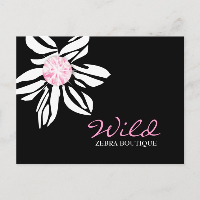 311-Vilders Zebra Flower | Svart och Rosa Dimaond Vykort (Framsida)