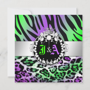 311 Zebra-LeoTique Diamonds Kiss Duo Friend Party Inbjudningar
